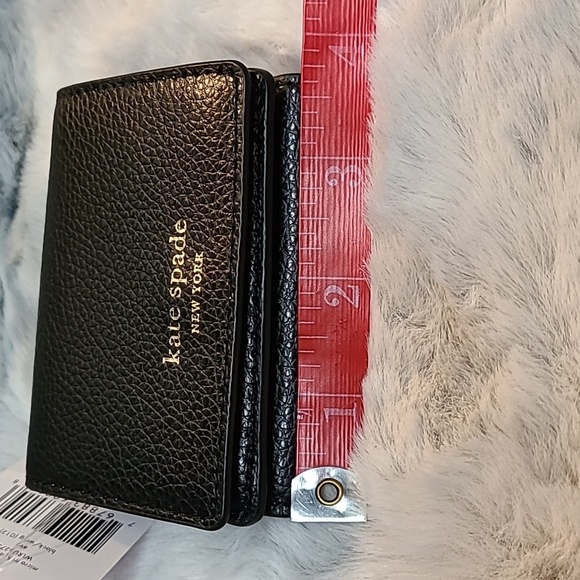 Kate Spade "EVA" Micro Trifold Leather Wallet-WLRU6275 Black/Beige-NWT - Picture 10 of 11